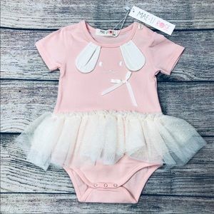 NWT Mae Li Rose Pink Skirted Bunny Bodysuit